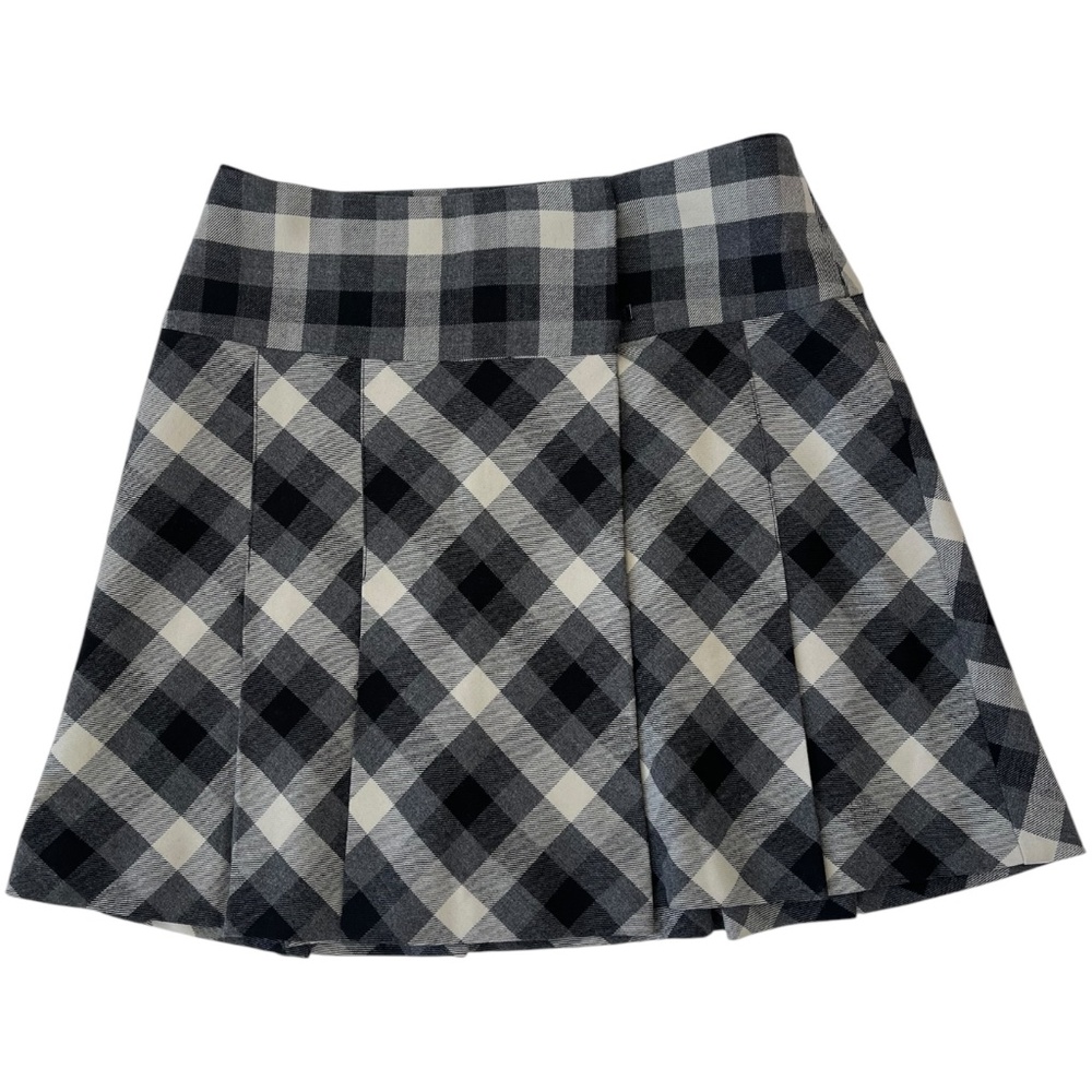 The Limited Black and White Cream Mini A-Line Pleated Plaid Skirt Size 0 - Picture 3 of 12